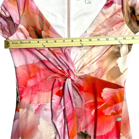 Boston Proper Women’s‎ 3/4 Sleeve Deep V Neck Floral MIDI Dress  Sz 2 - Picture 3 of 8